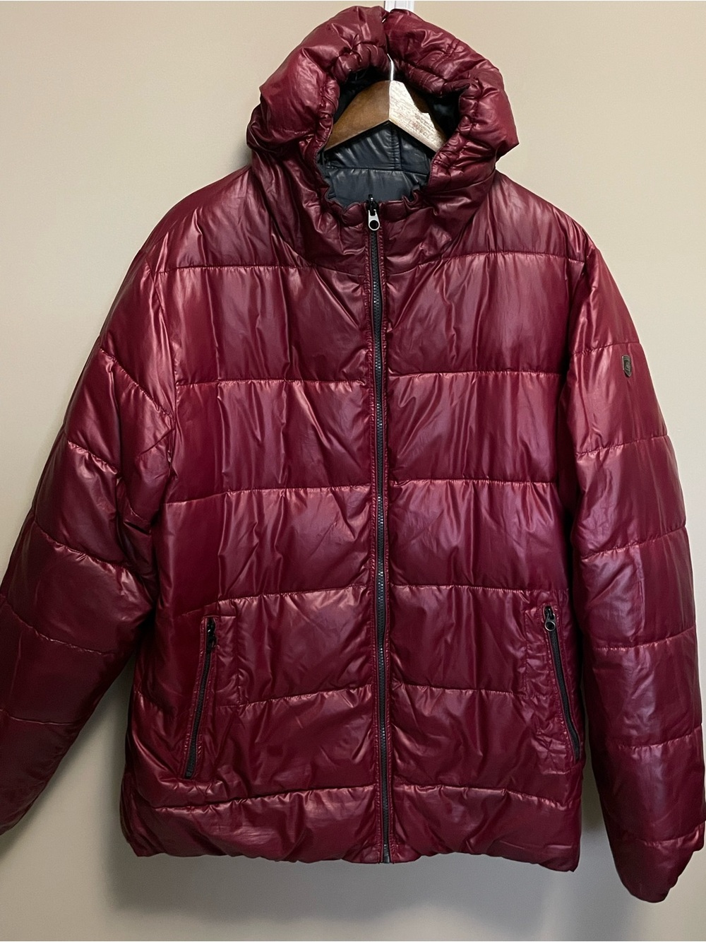 Point Zero Charcoal Grey & Burgundy Reversible Puffer Jacket Men’s XL - Picture 10 of 15